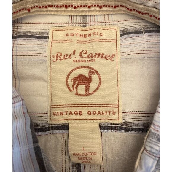 Red Camel Men’s Large Plaid Shirt Button Down Long Sleeves Casual - Picture 3 of 11